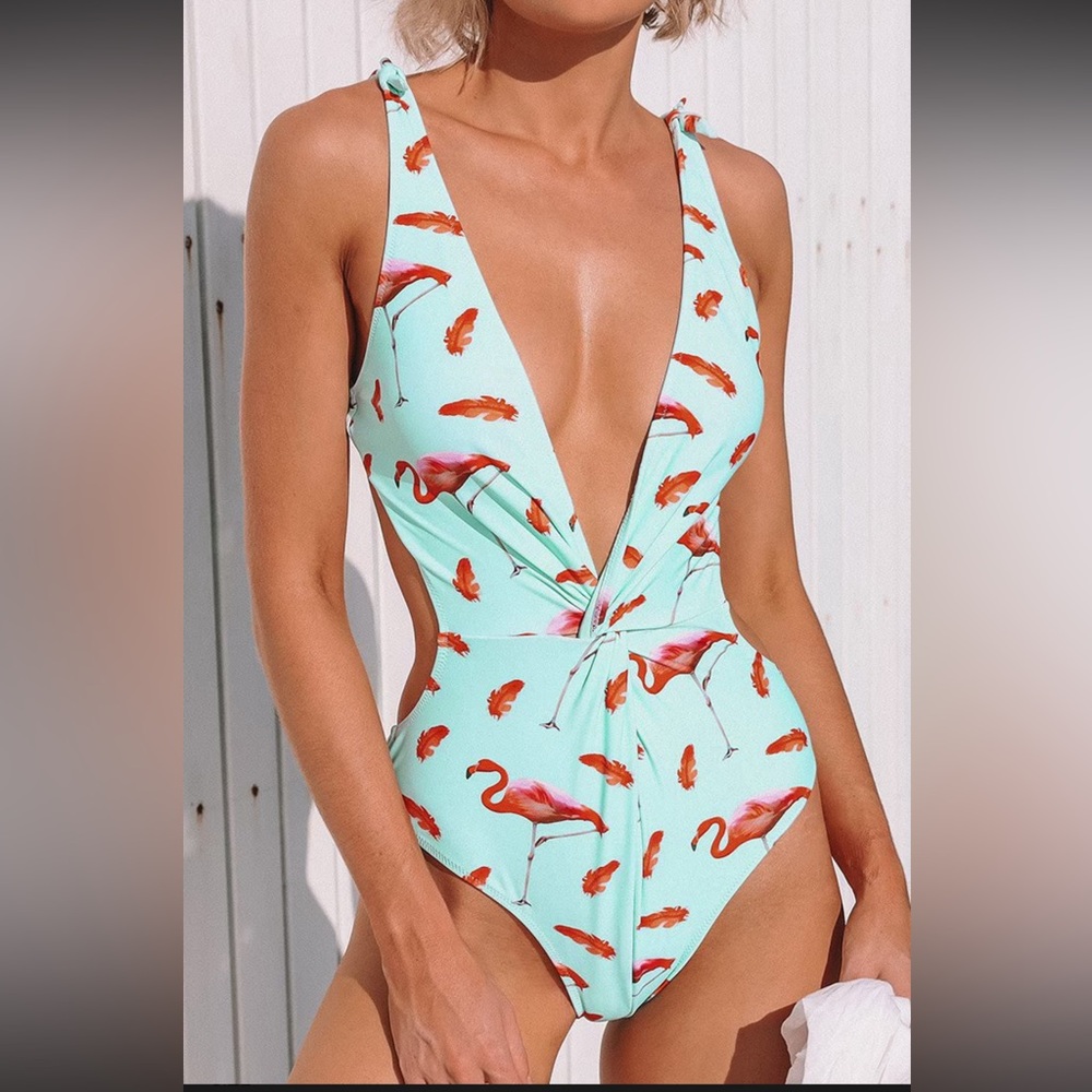 Cupshe flamingo Print Swimsuit small